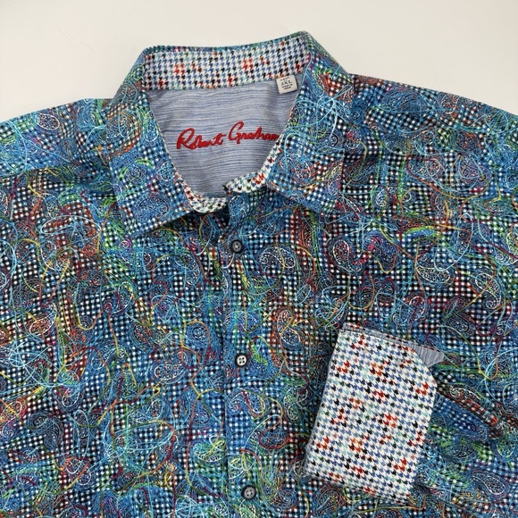 Robert Graham Shirt Size XXL Gustave Multicolored Paisley Flip Cuff Button‎ Down - Picture 1 of 8
